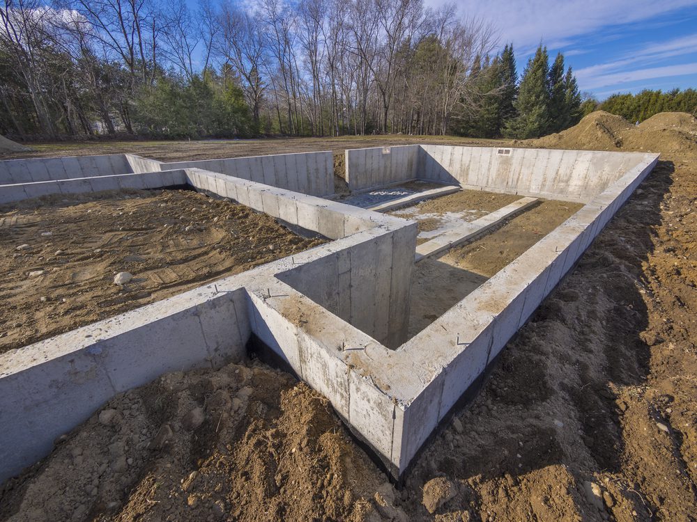 Concrete foundation under construction
